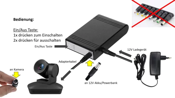 Optional: Akku Powerbank für wireless Konferenz Kamera
