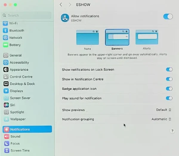 MAC OS Notification App